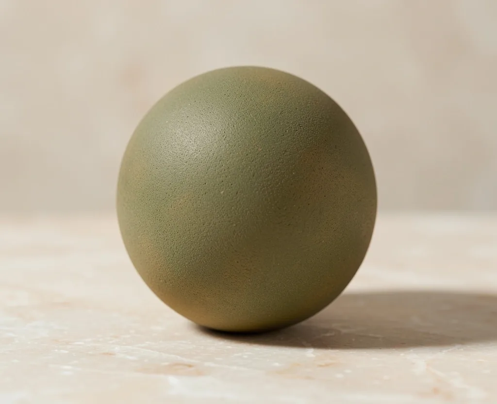 Dense rubber massage ball on a pale surface
