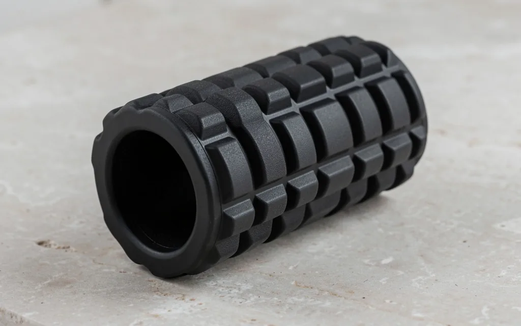 Textured foam roller on a workbench surface